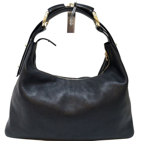 black gucci horsebit hobo|authentic gucci hobo bag.